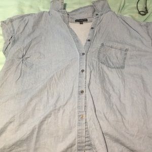 Button up fake denim shirt